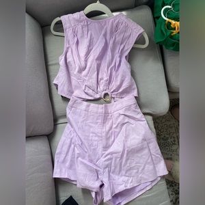 Purple top and shorts set